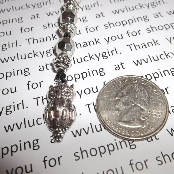 NWT Owl Bookmarker Bookmark Book Reading Gift Idea Beaded Handmade Silver 8156 - Picture 5 of 11